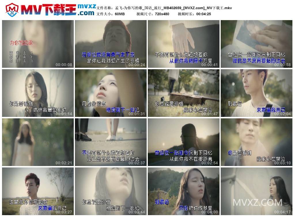 孟飞-为你写的歌_国语_流行_MB402659